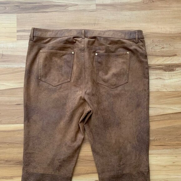 Chicos Faux-Suede 5-Pocket Slim Pants Size 3 US 16 Brown Stretch Flat Front - Picture 5 of 13